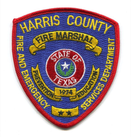 Harris County Fire and Emergency Services Department Fire Marshal Patch Texas TX