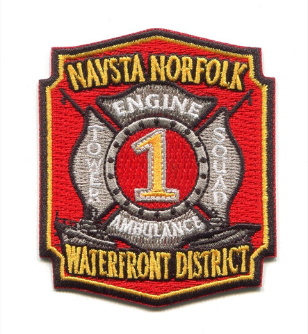 Naval Station Norfolk Fire Department Station 1 USN Navy Military Patch Virginia VA