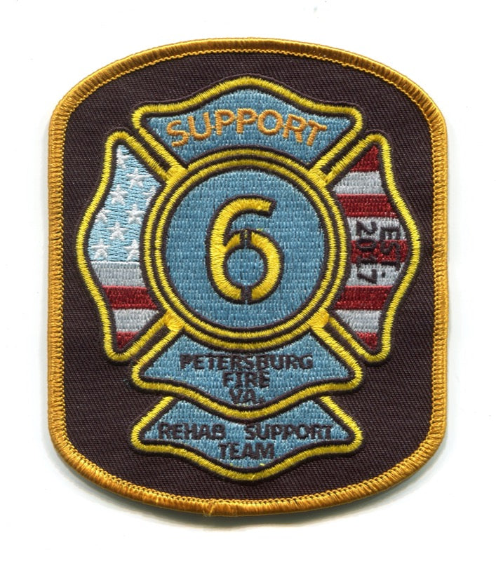 Petersburg Fire Department Support 6 Rehab Support Team Patch Virginia VA