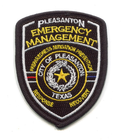 Pleasanton Emergency Management Fire Police Department Patch Texas TX