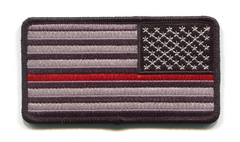 USA American Flag Patch 2.25" x 4" Reversed Thin Red Line Fire EMS