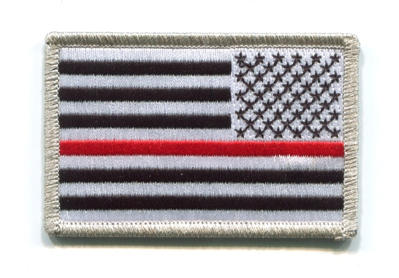 American Flag USA Patch 2" x 3" Reversed Thin Red Line Fire EMS