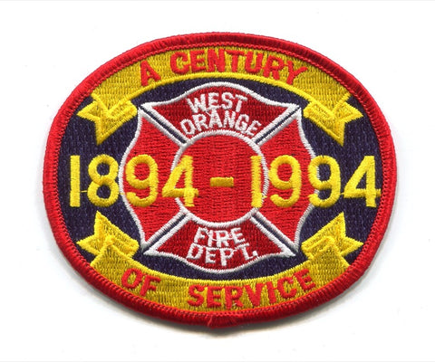 West Orange Fire Department 100 Years Patch New Jersey NJ